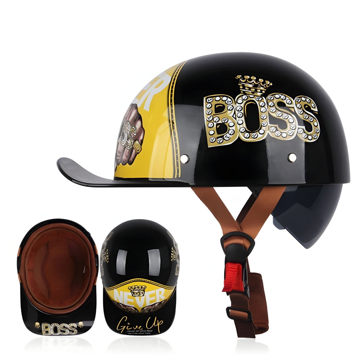 Boss Vintage Half Motorcycle Helmet