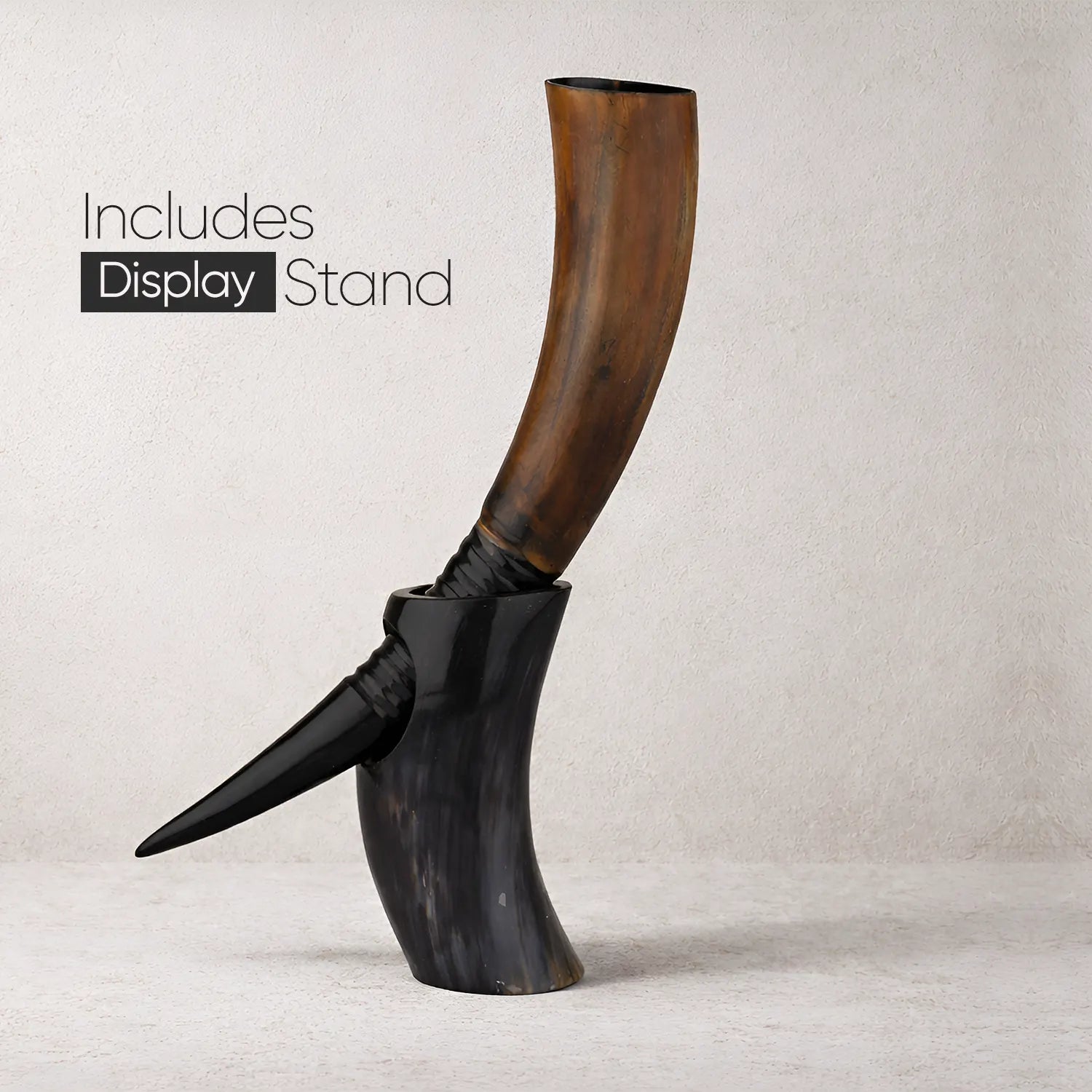 Real Ox Horn Drinking Horn with Stand 16 oz Beer Mug Gift