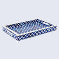 Moroccan Bone Inlay Decorative Tray – Blue & White