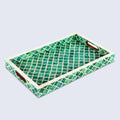 Moroccan Bone Inlay Decorative Tray – Green & White