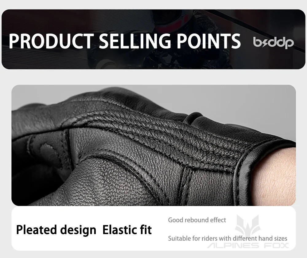 Vintage Real Leather Breathable Touch Screen Gloves