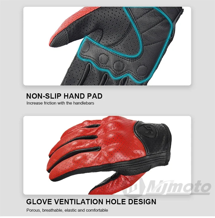 Leather Gloves Retro Biker