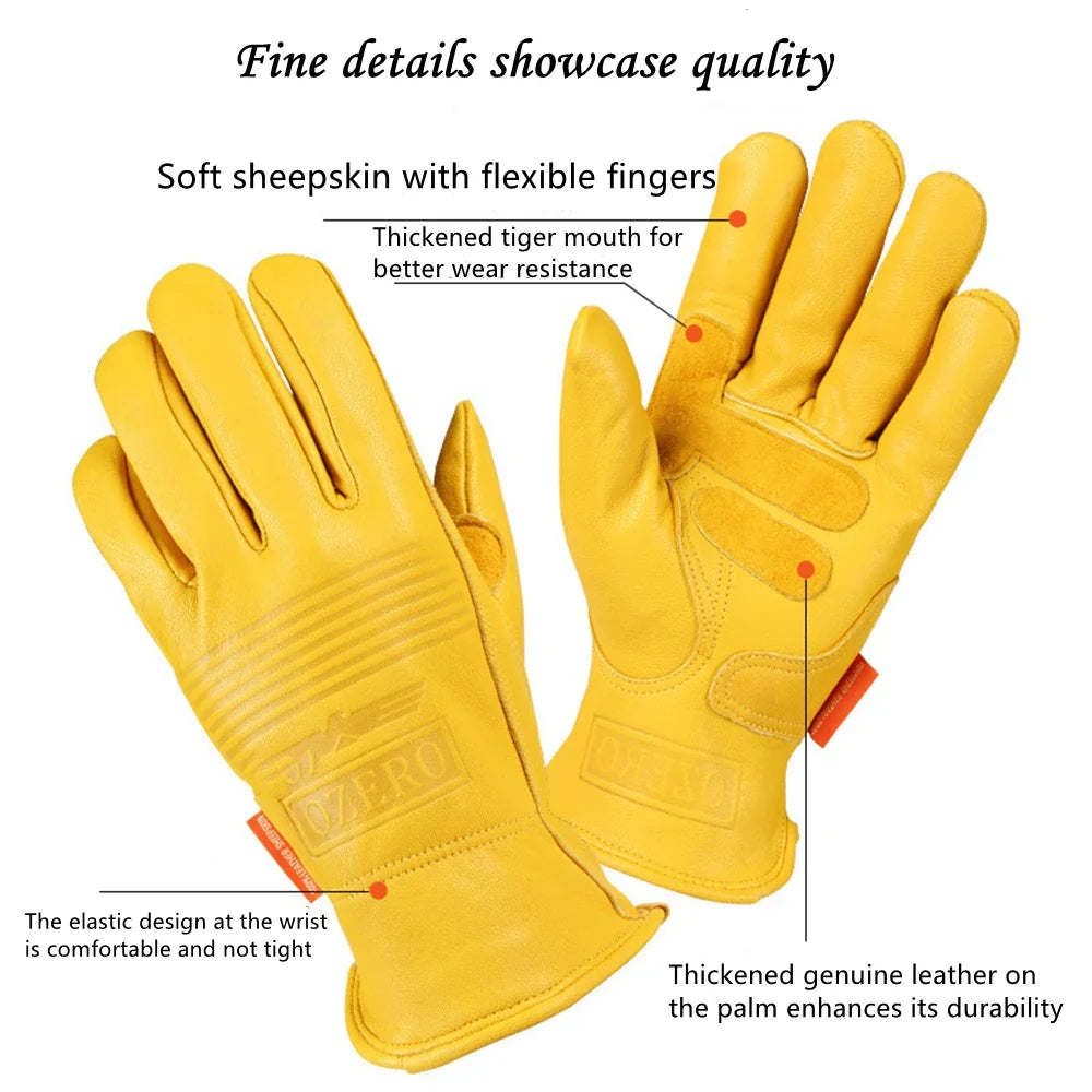 Shockproof & Waterproof & Windproof Leather (Sheep) Gloves
