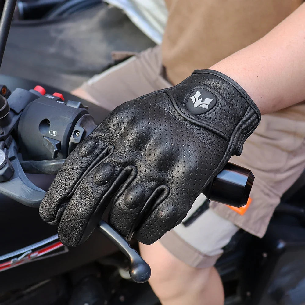 Vintage Real Leather Breathable Touch Screen Gloves