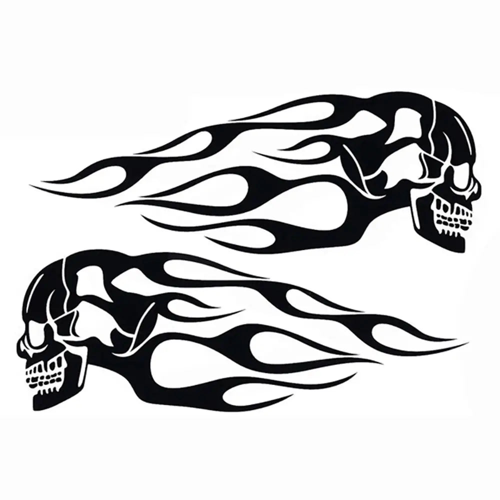 2Pcs/Set Flame Skulls Decals Motorcycle