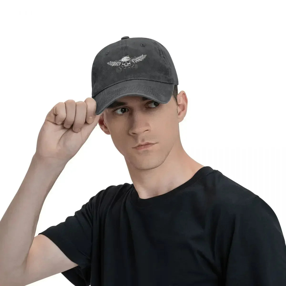 Guitar Rock Multicolor Skull Wing Baseball Caps
