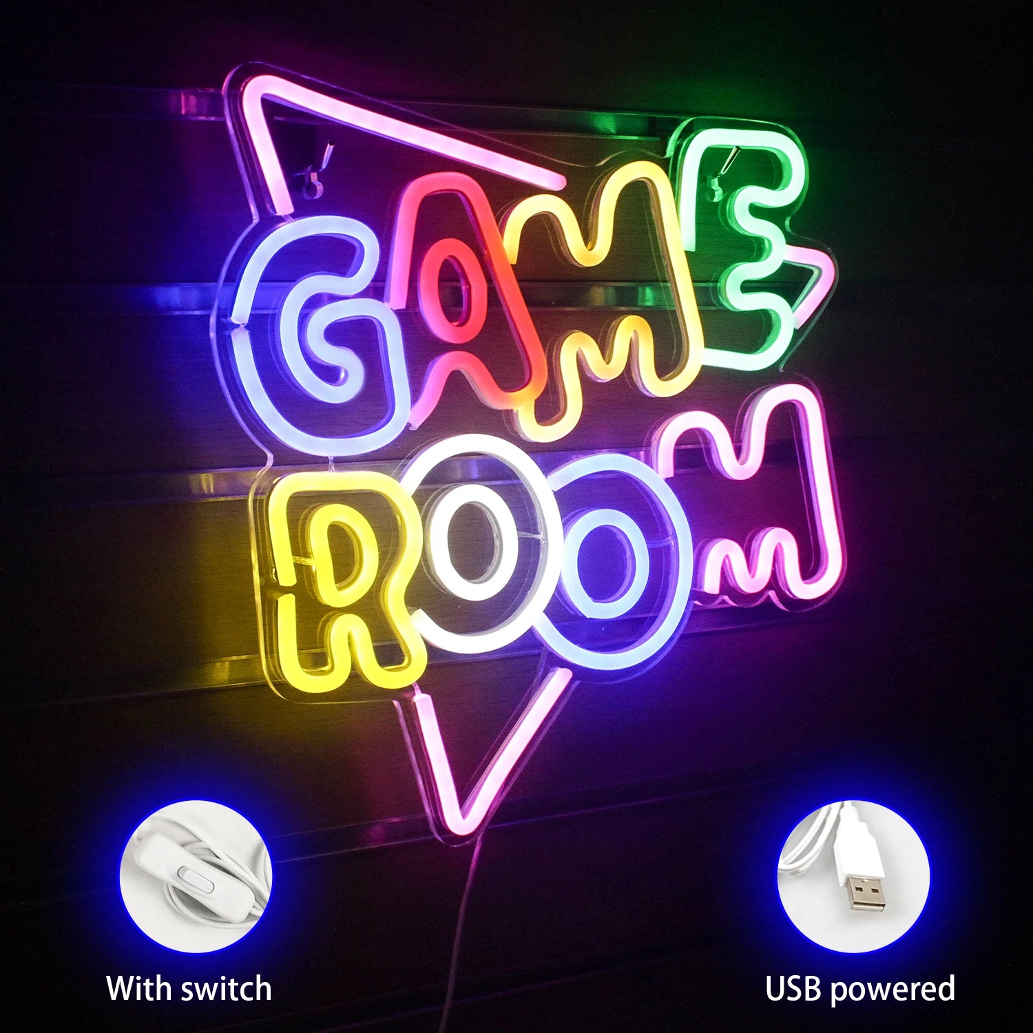 Game LED Neon Lights Sign Colorful Neon for Wall Decor USB Neon Lights Game Zone Party Decor Bedroom Gaming Wall Lightup Signs