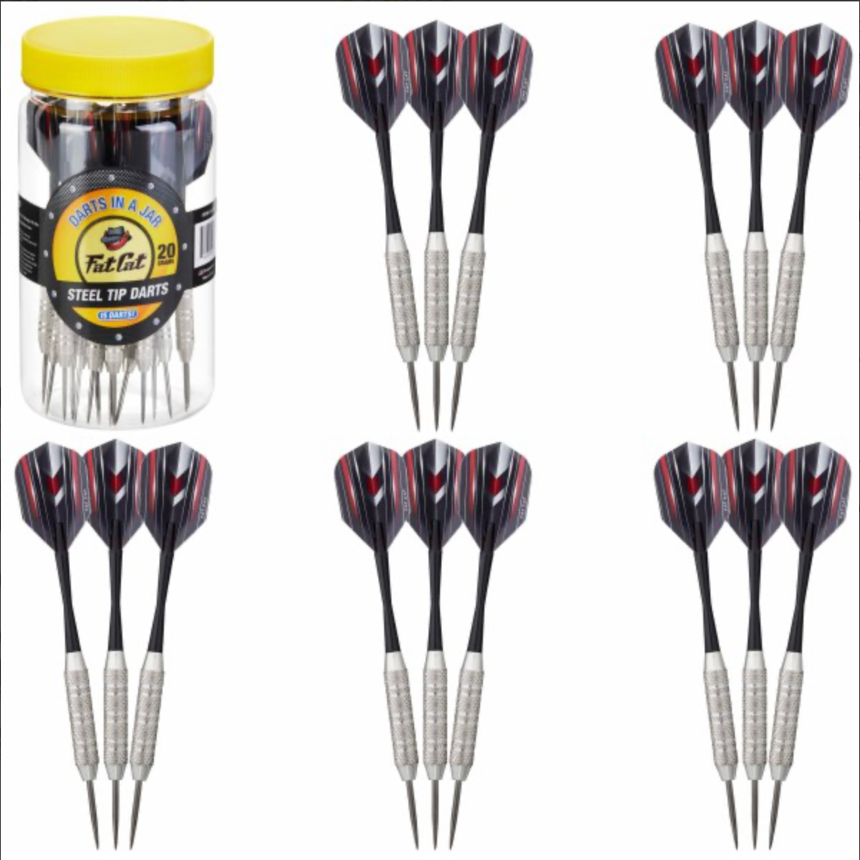 Fat Cat 15 Darts in a Jar Steel Tip 20 Grams