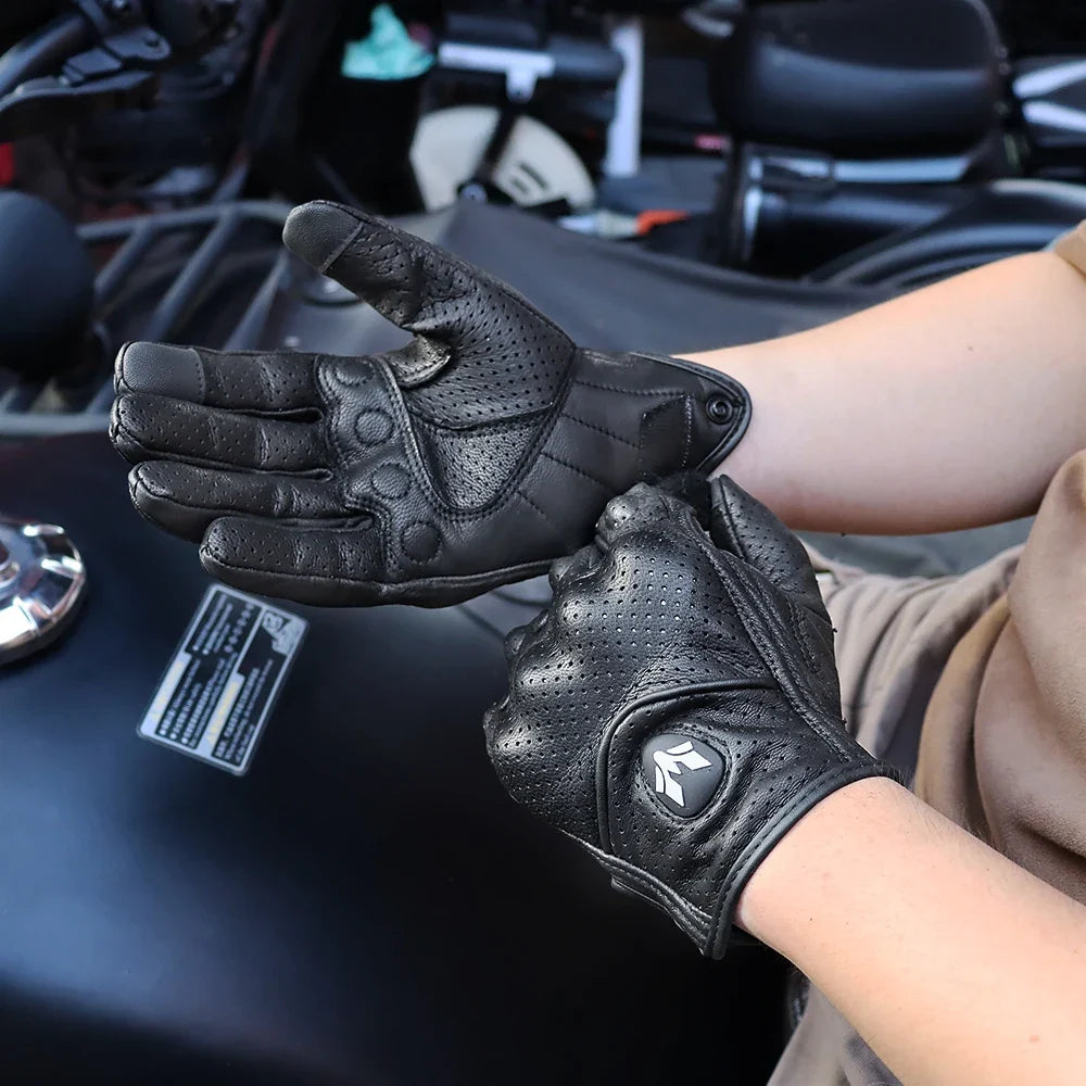 Vintage Real Leather Breathable Touch Screen Gloves