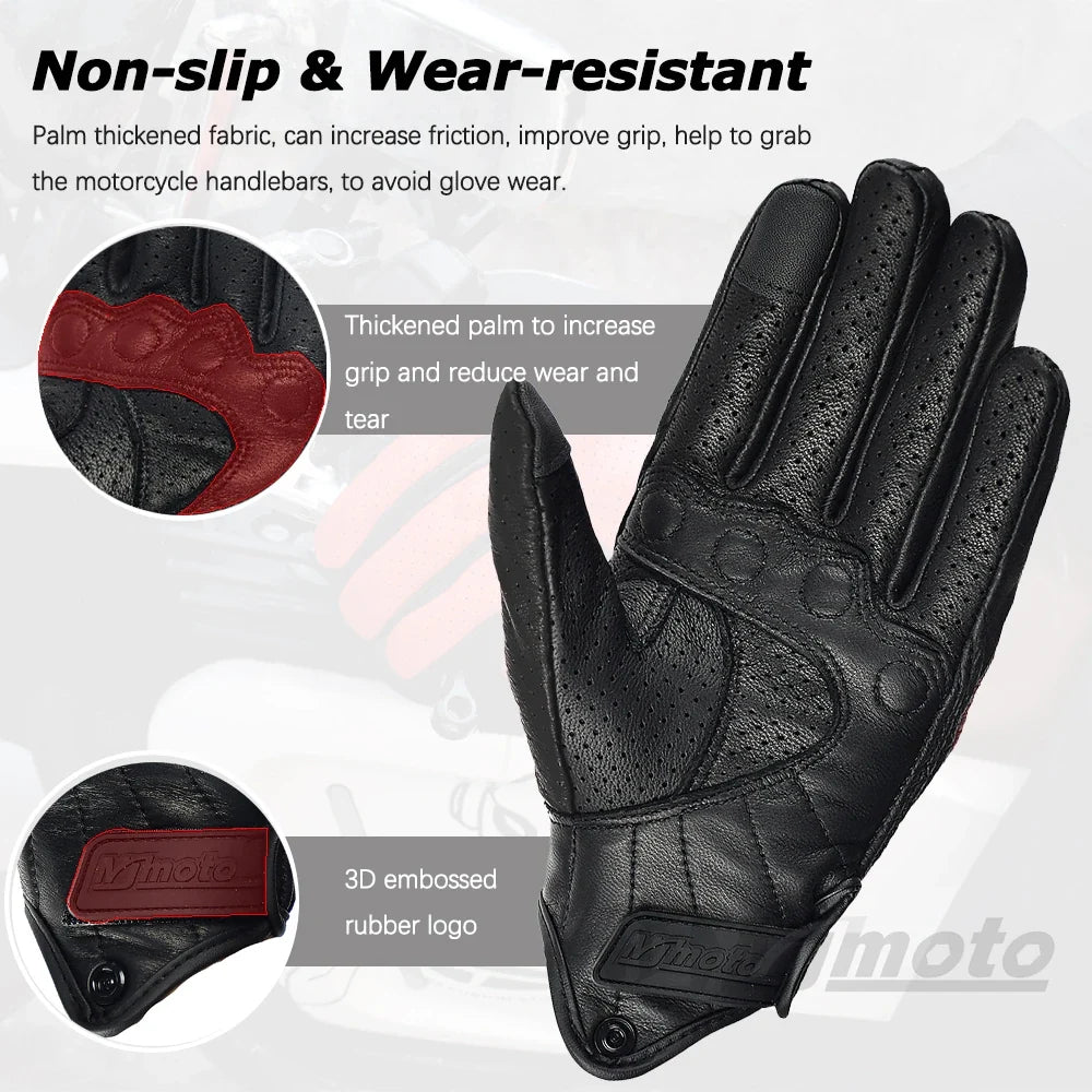 Leather Gloves Retro Biker