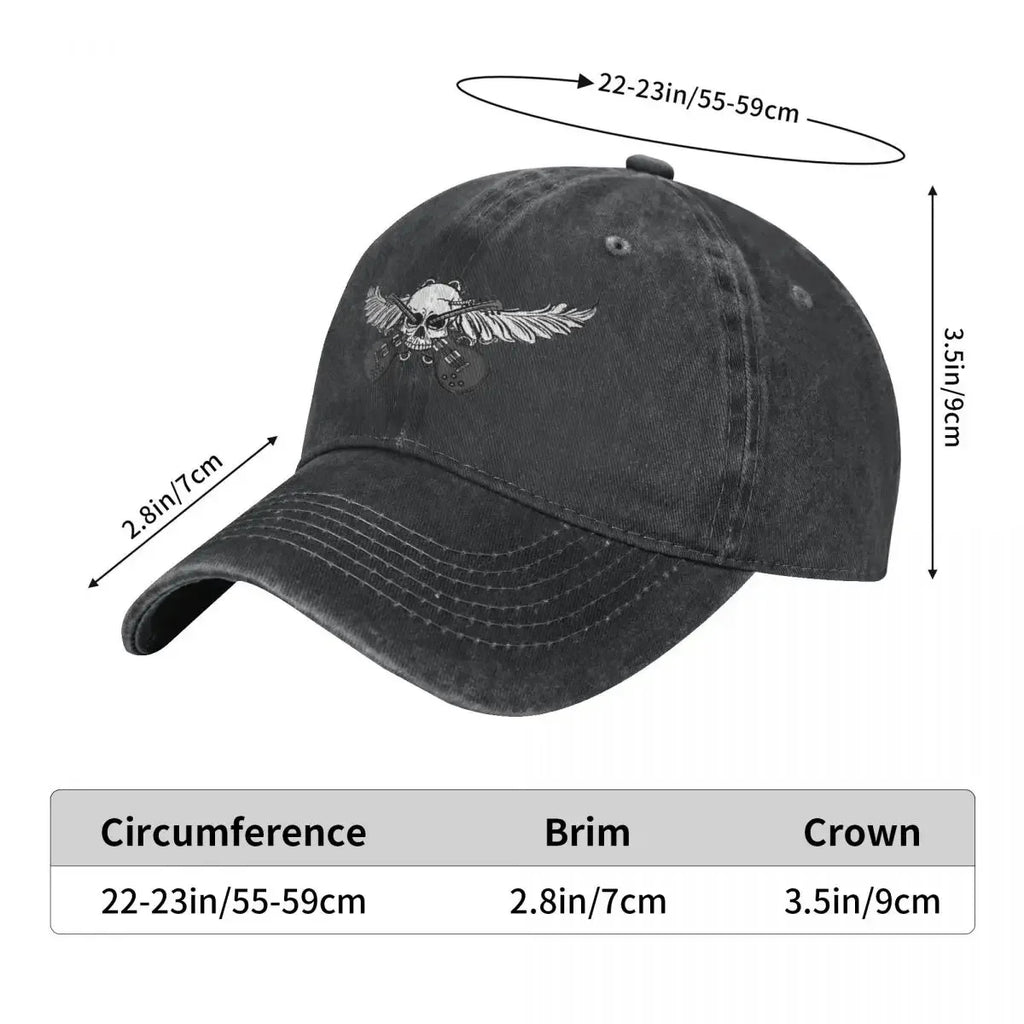 Guitar Rock Multicolor Skull Wing Baseball Caps