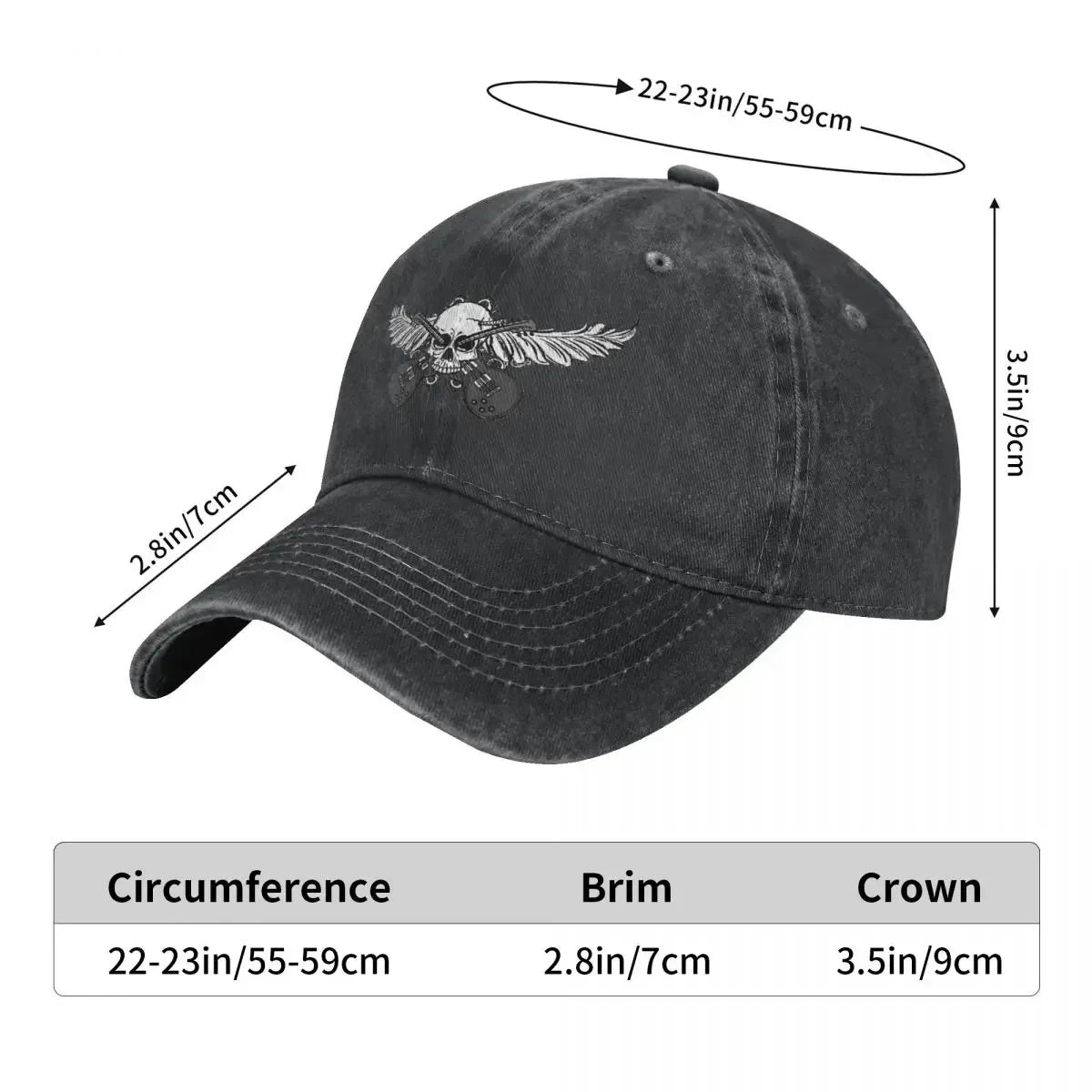 Guitar Rock Multicolor Skull Wing Baseball Caps