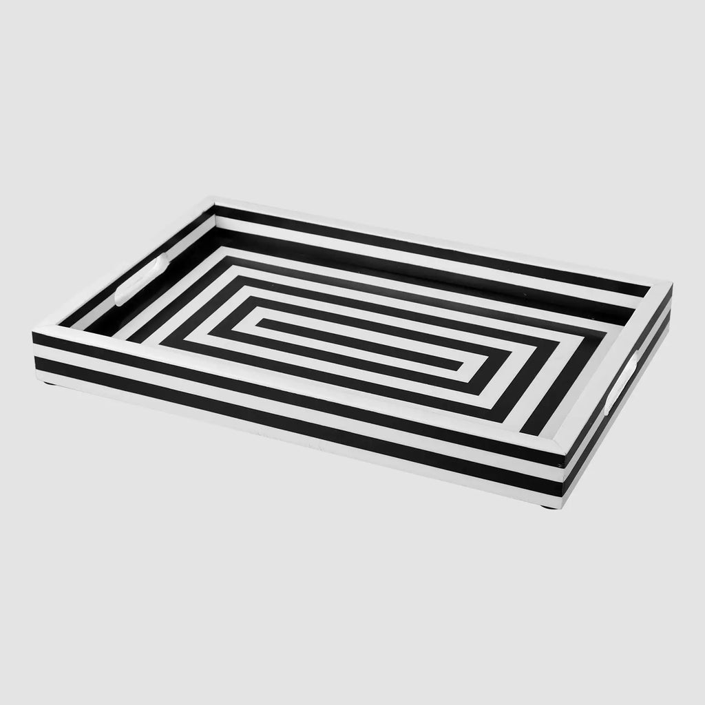 Black & White Concentric Decorative Tray