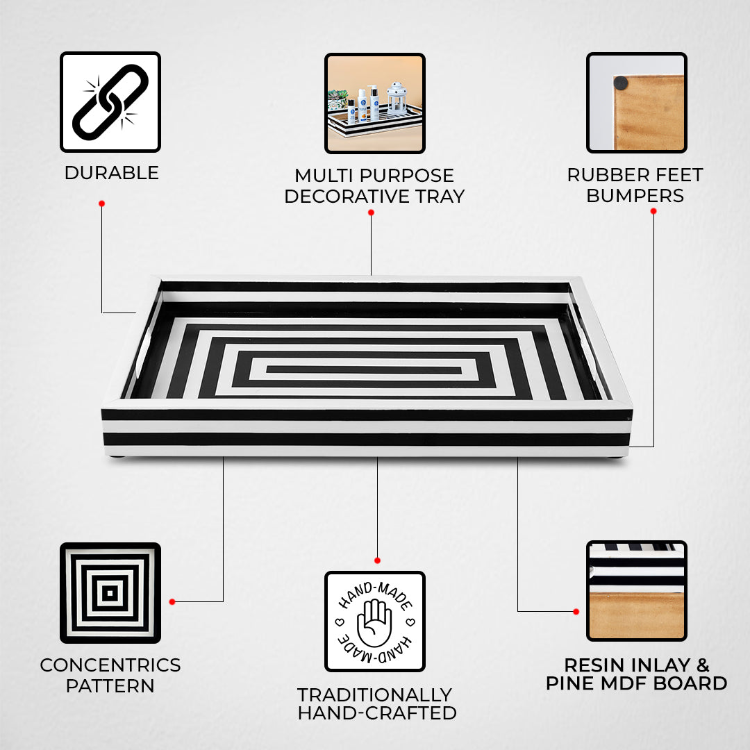 Black & White Concentric Decorative Tray