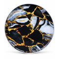 12-Inch Round Resin Inlay Decorative Tray – Black, Gold & Smoky Grey