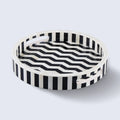 Athens Dinami 12-Inch Round Bone Inlay Decorative Tray – Black & White