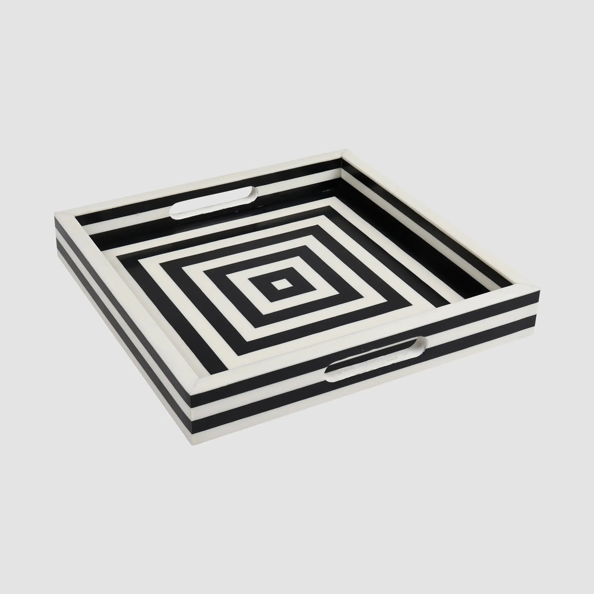 Black & White Concentric Decorative Tray