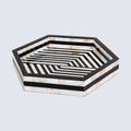 Discovery Hex Mother of Pearl Decorative Tray – Black & Ivory
