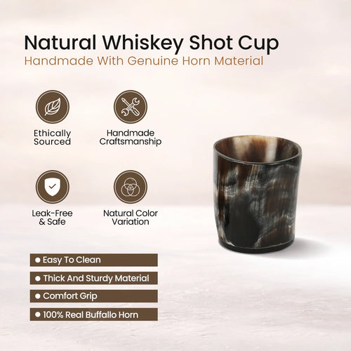 Buffalo Horn Whiskey Shot Glasses 6.5 oz - (Pack of 2)