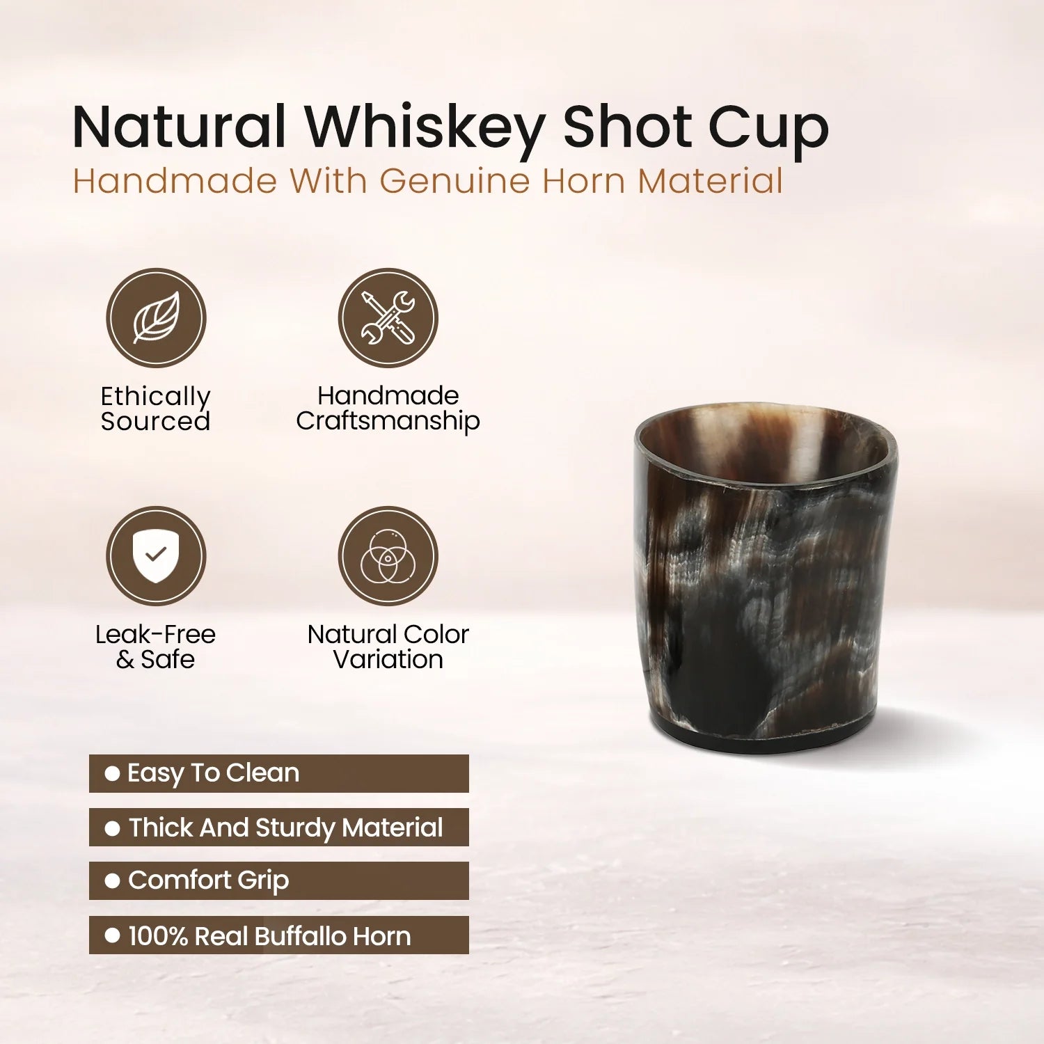 Buffalo Horn Whiskey Shot Glasses 6.5 oz - (Pack of 8)