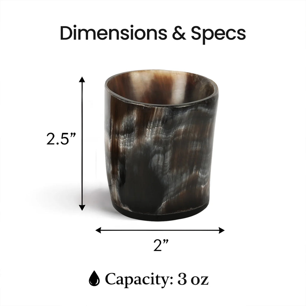 Buffalo Horn Whiskey Shot Glasses 6.5 oz - (Pack of 8)