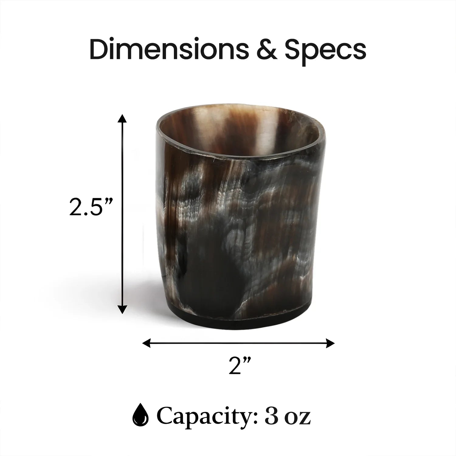 Buffalo Horn Whiskey Shot Glasses 6.5 oz - (Pack of 8)