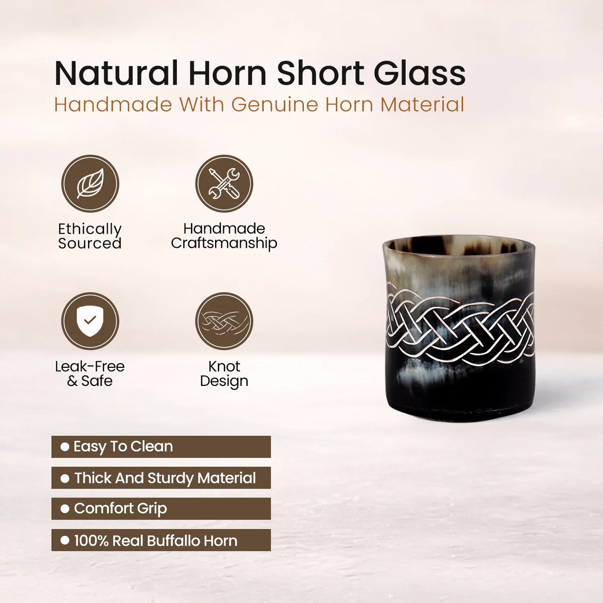 Knot Buffalo Horn Whiskey Cups – Sets of 4, 8 or 12