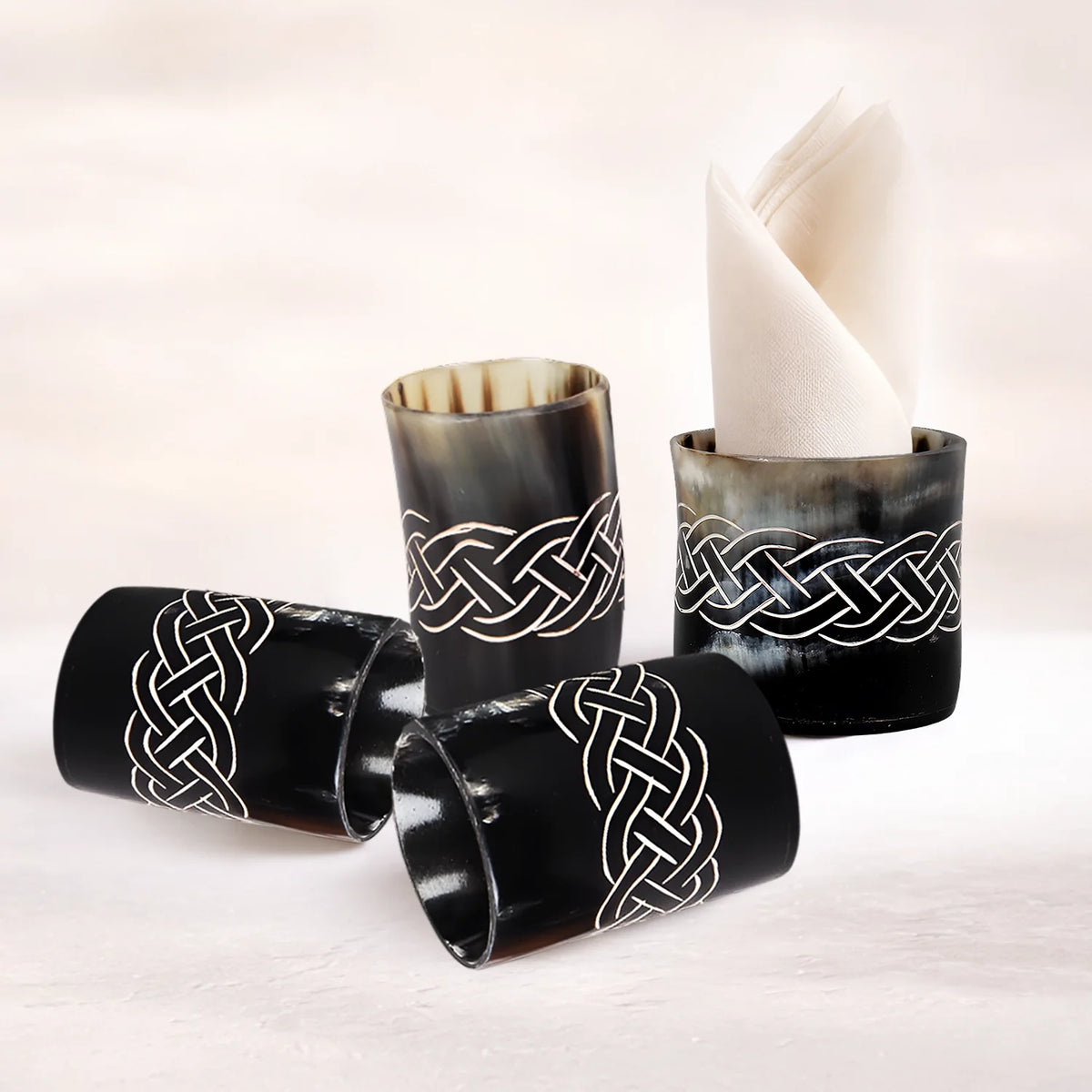 Knot Buffalo Horn Whiskey Cups – Sets of 4, 8 or 12