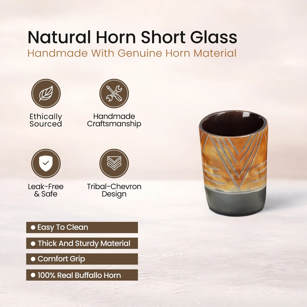 Chevron Buffalo Horn Whiskey Cups – Sets of 4, 8 or 12
