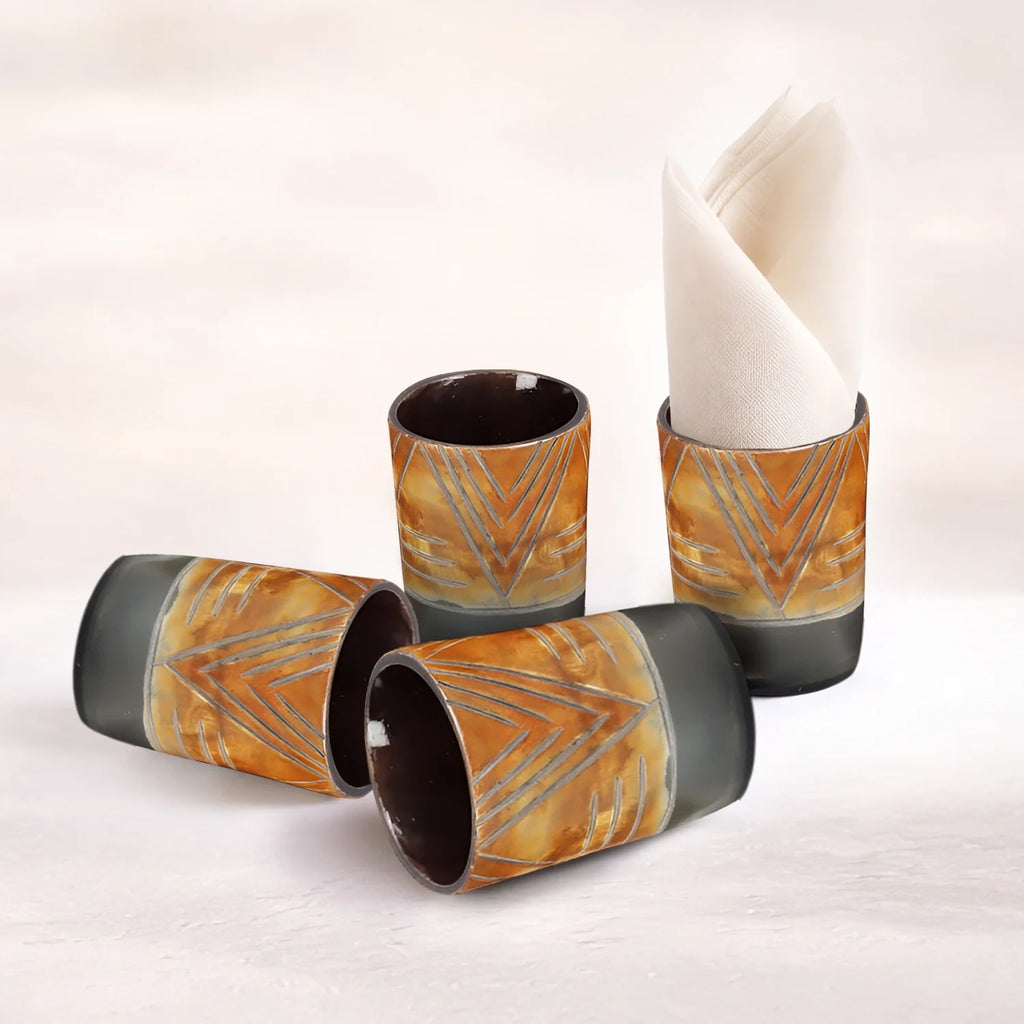 Chevron Buffalo Horn Whiskey Cups – Sets of 4, 8 or 12