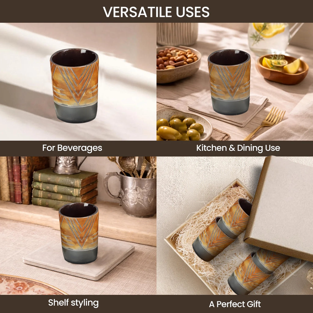 Chevron Buffalo Horn Whiskey Cups – Sets of 4, 8 or 12