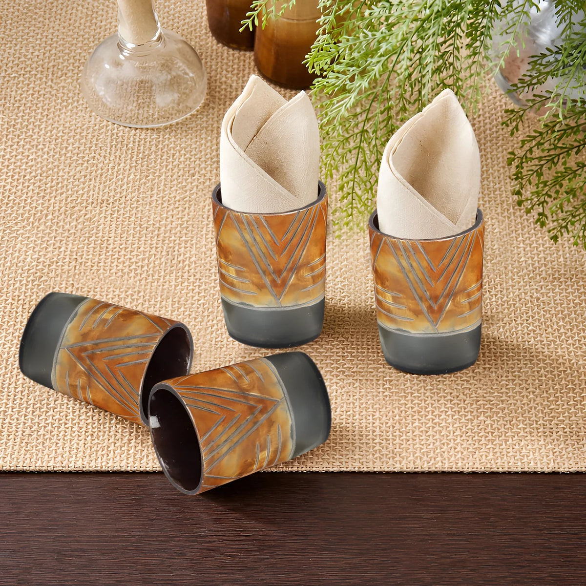 Chevron Buffalo Horn Whiskey Cups – Sets of 4, 8 or 12