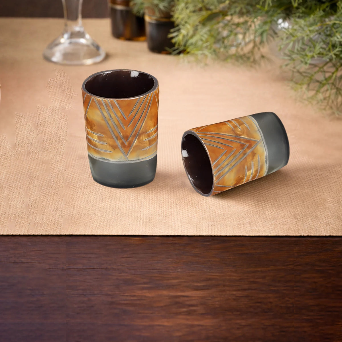 Chevron Buffalo Horn Whiskey Cups – Sets of 4, 8 or 12