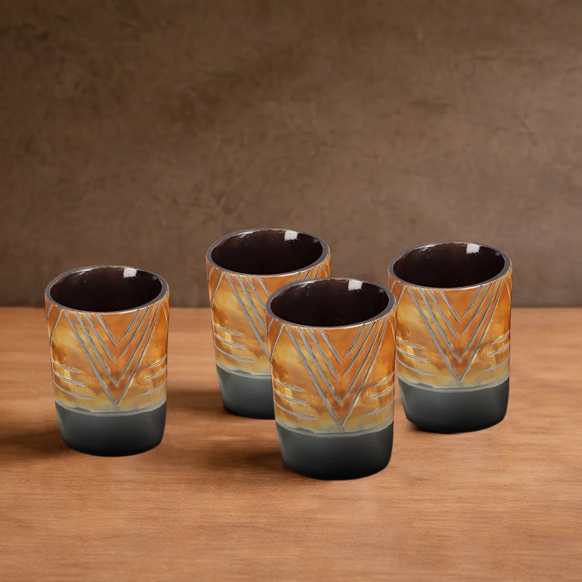 Chevron Buffalo Horn Whiskey Cups – Sets of 4, 8 or 12