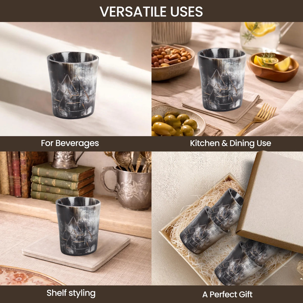 Odin Buffalo Horn Whiskey Cups – Sets of 4, 8 or 12
