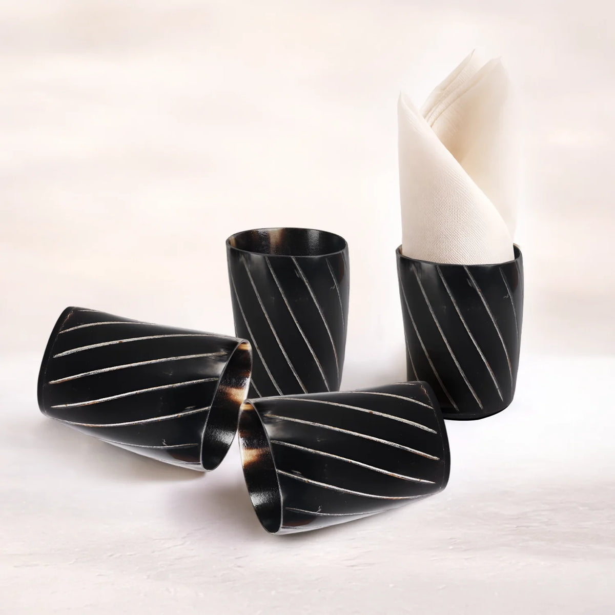 Twist Buffalo Horn Whiskey Cups – Sets of 4, 8 or 12