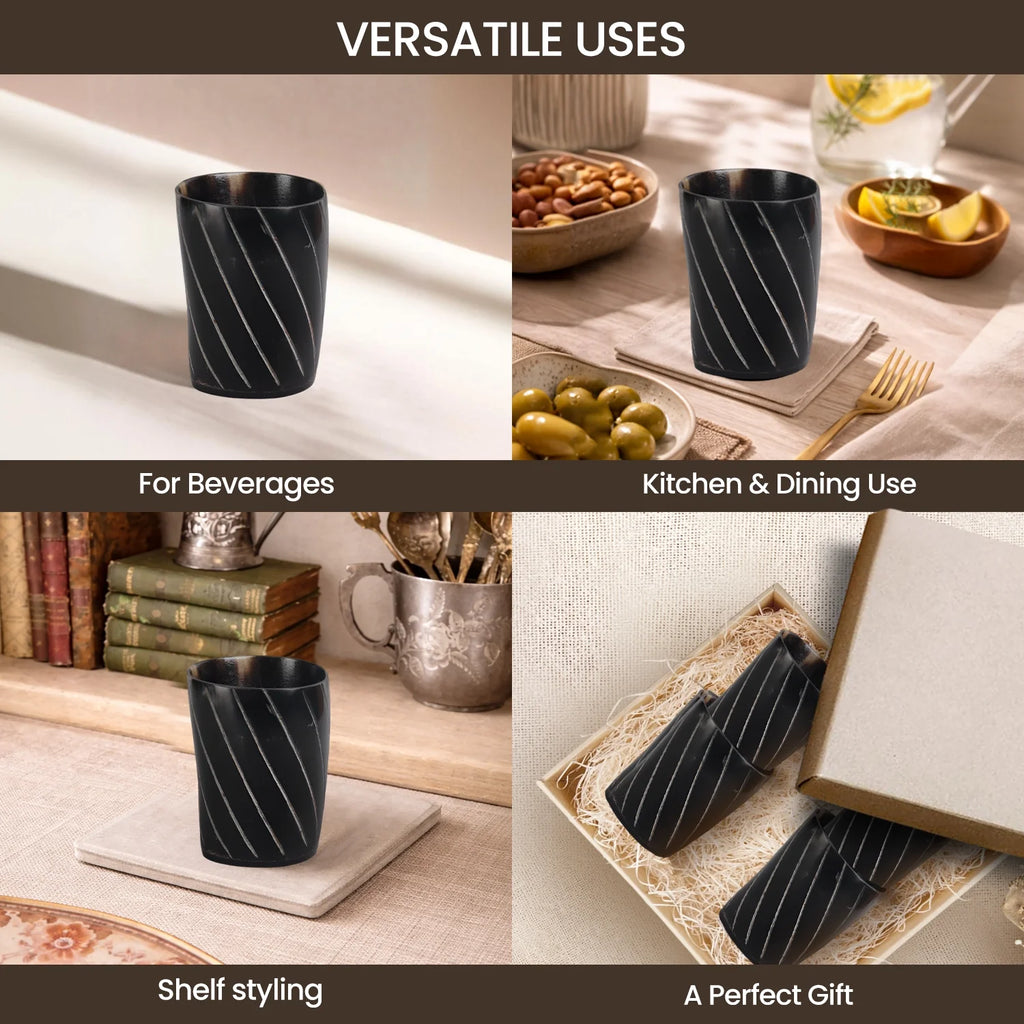 Twist Buffalo Horn Whiskey Cups – Sets of 4, 8 or 12
