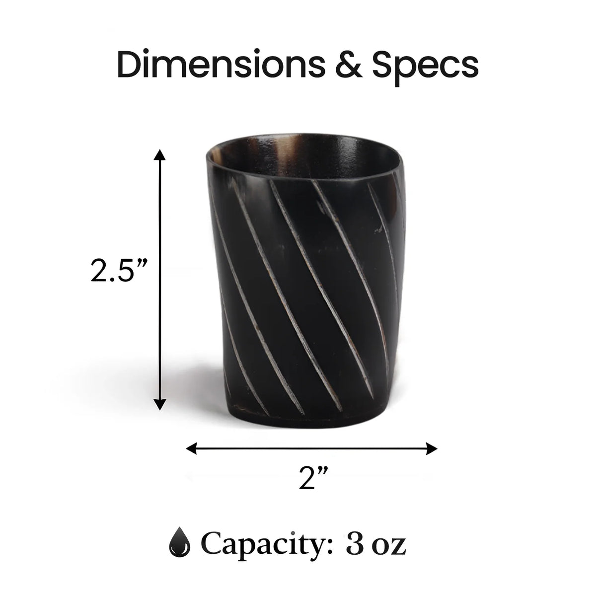 Twist Buffalo Horn Whiskey Cups – Sets of 4, 8 or 12