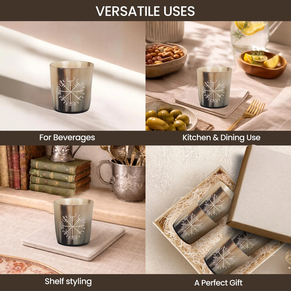 Wayfinder Buffalo Horn Whiskey Cups – Sets of 4, 8 or 12