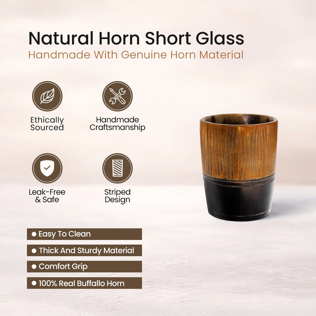 Stripes Buffalo Horn Whiskey Cups – Sets of 4, 8 or 12