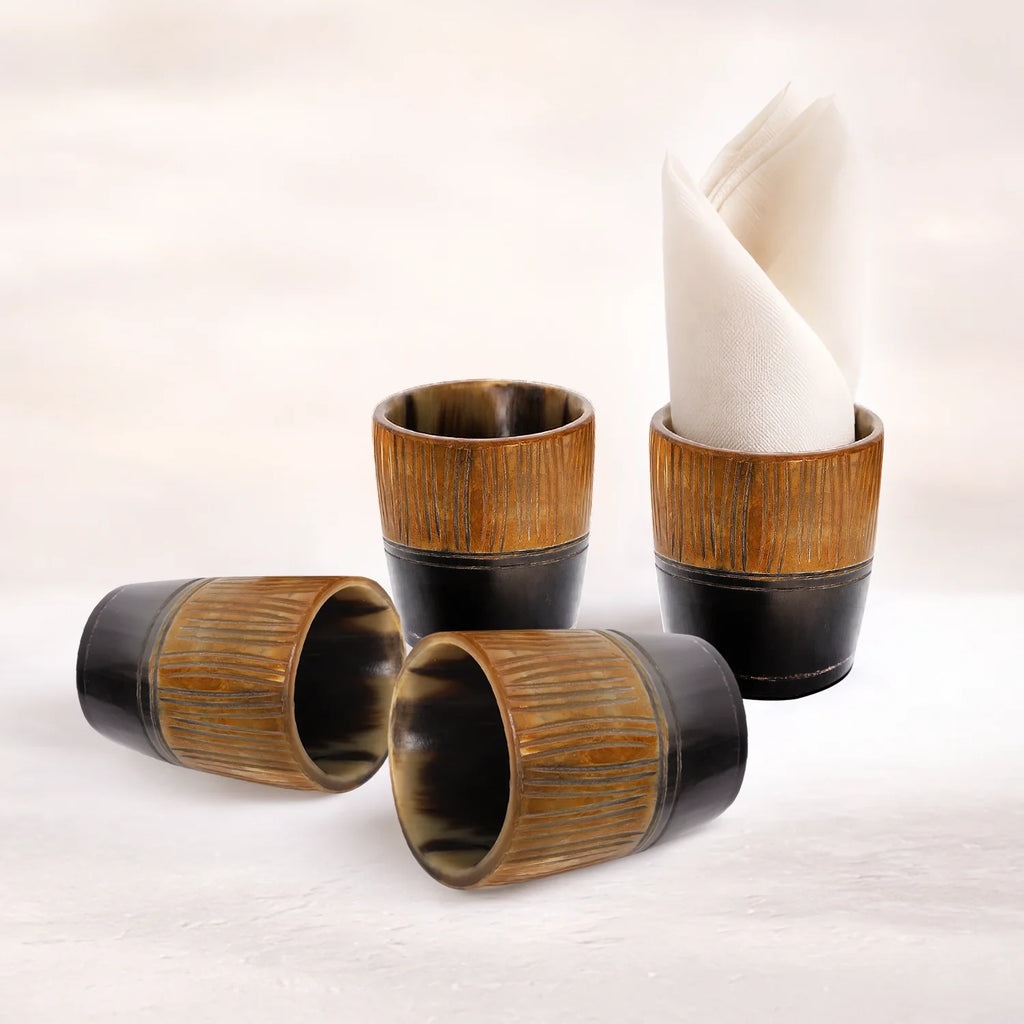 Stripes Buffalo Horn Whiskey Cups – Sets of 4, 8 or 12