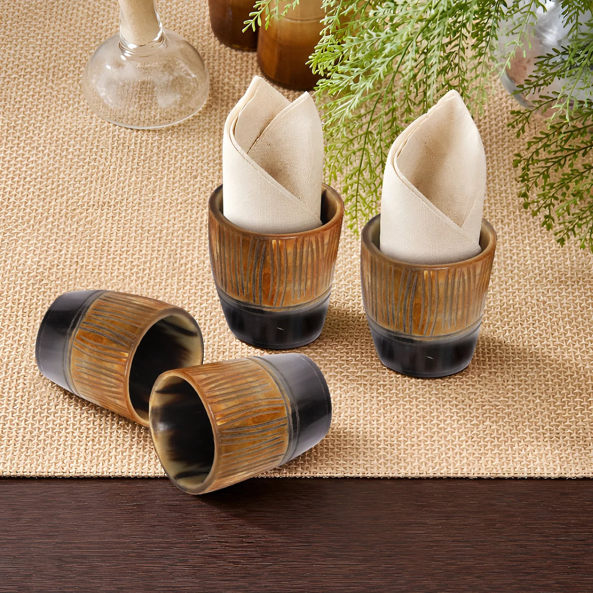 Stripes Buffalo Horn Whiskey Cups – Sets of 4, 8 or 12
