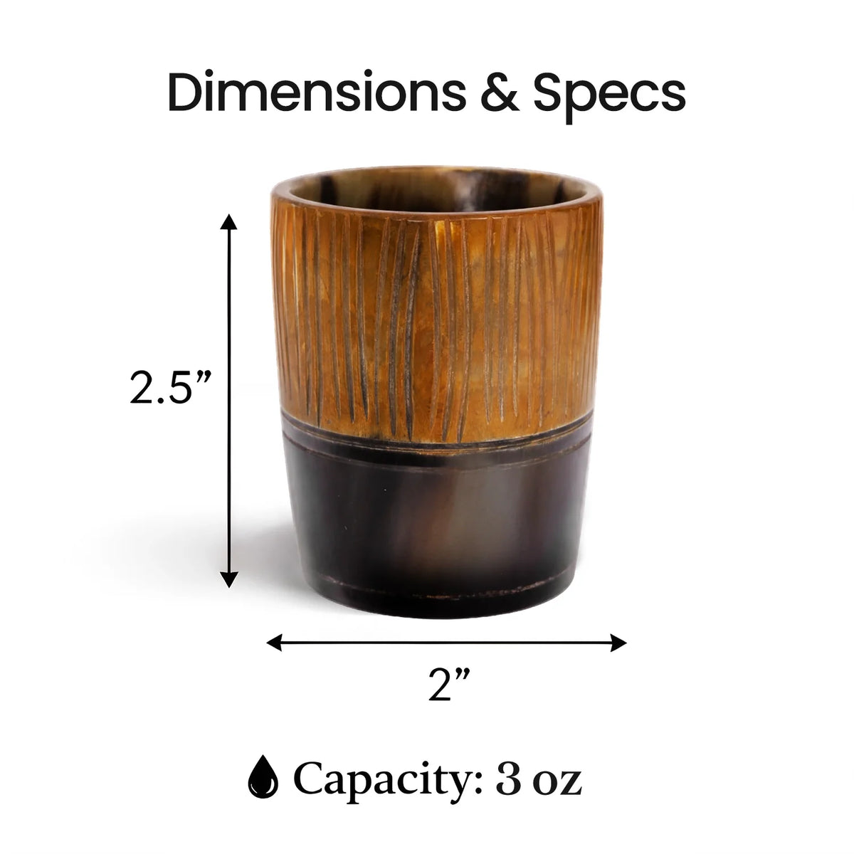 Stripes Buffalo Horn Whiskey Cups – Sets of 4, 8 or 12