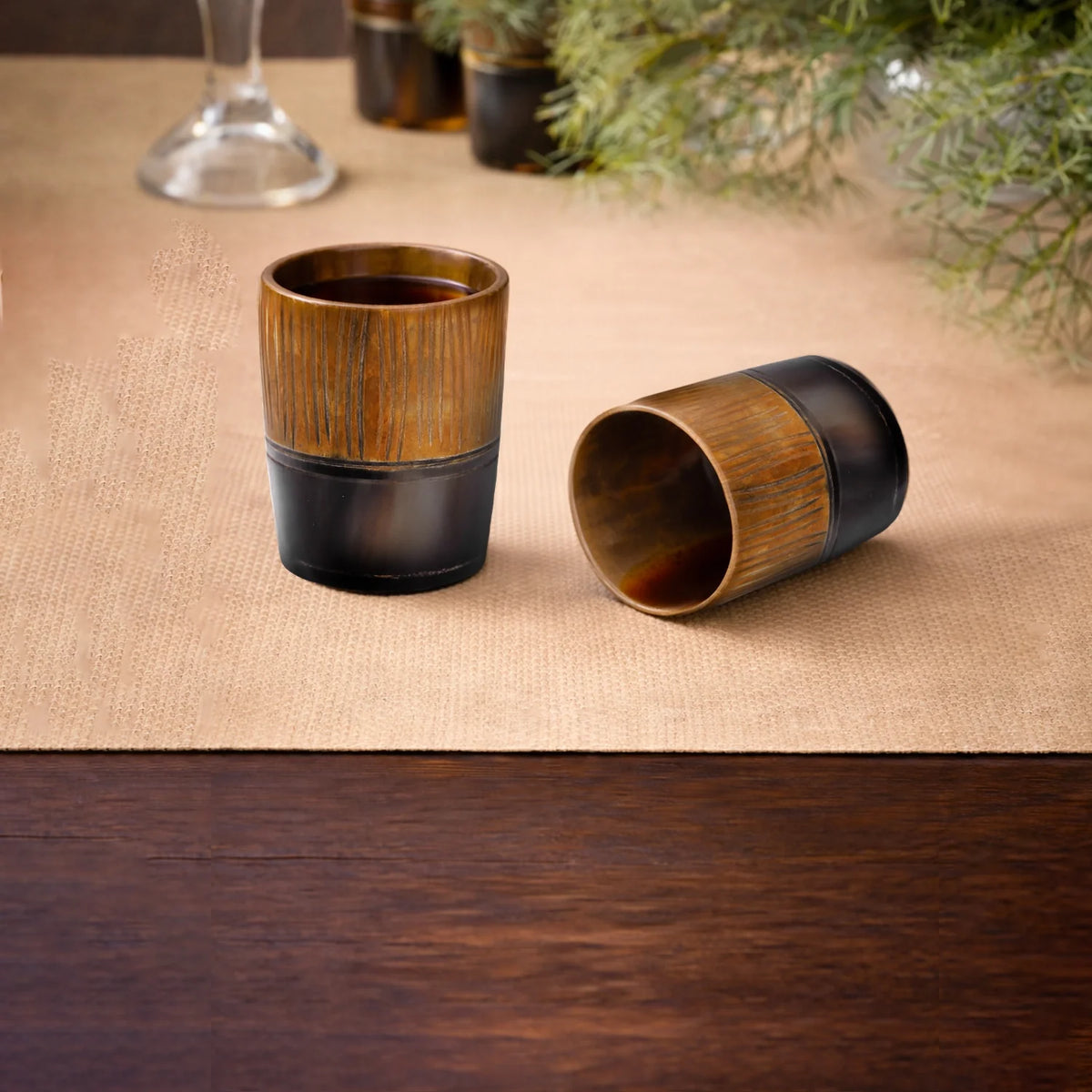 Stripes Buffalo Horn Whiskey Cups – Sets of 4, 8 or 12