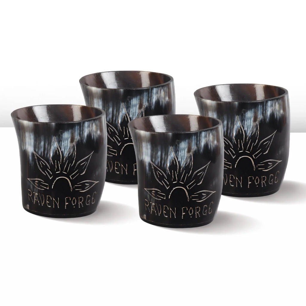 Sunburst Buffalo Horn Whiskey Cups – Sets of 4, 8 or 12