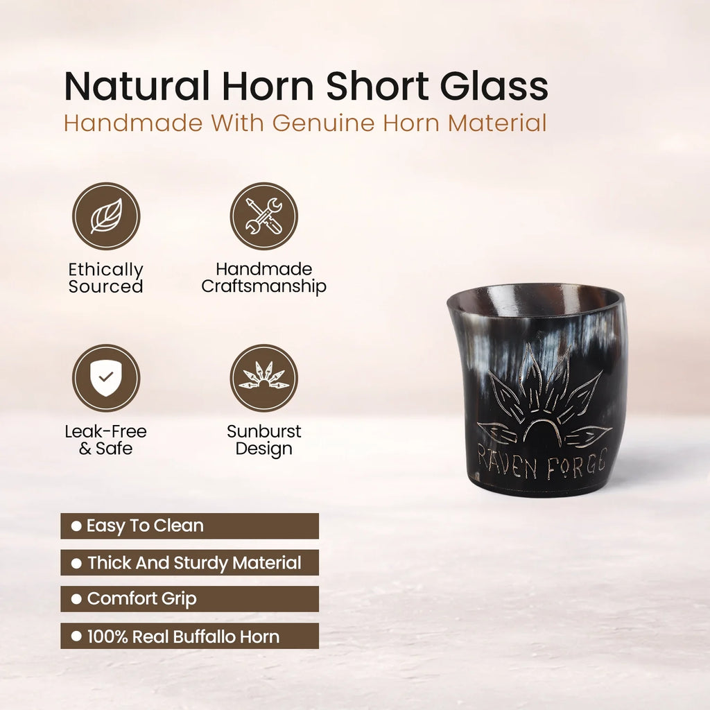 Sunburst Buffalo Horn Whiskey Cups – Sets of 4, 8 or 12