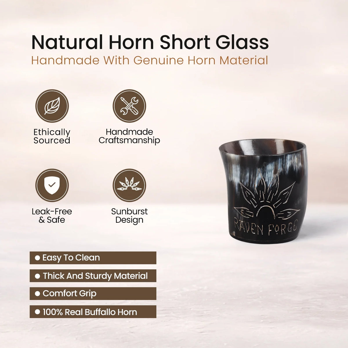 Sunburst Buffalo Horn Whiskey Cups – Sets of 4, 8 or 12