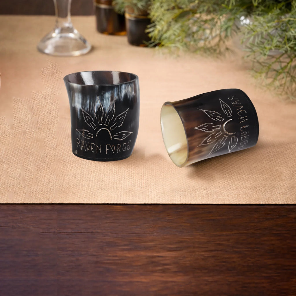 Sunburst Buffalo Horn Whiskey Cups – Sets of 4, 8 or 12