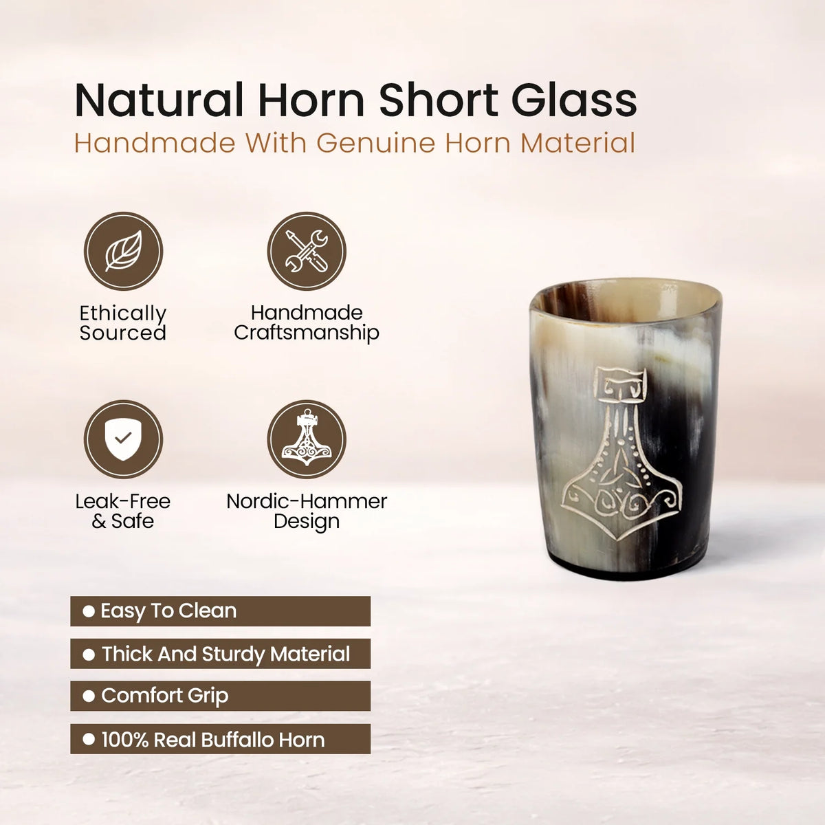 Nordic Hammer Buffalo Horn Whiskey Cups – Sets of 4, 8 or 12