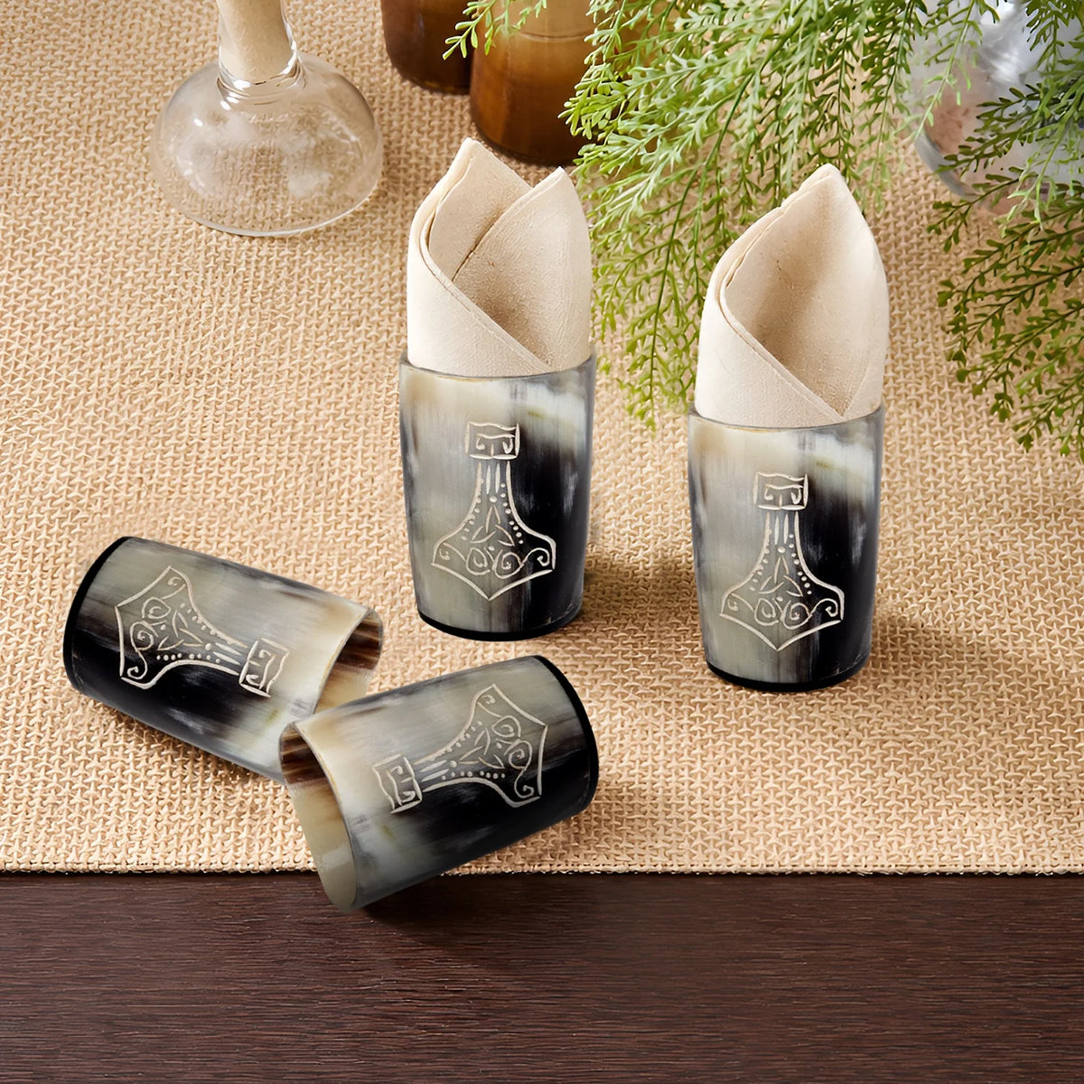 Nordic Hammer Buffalo Horn Whiskey Cups – Sets of 4, 8 or 12